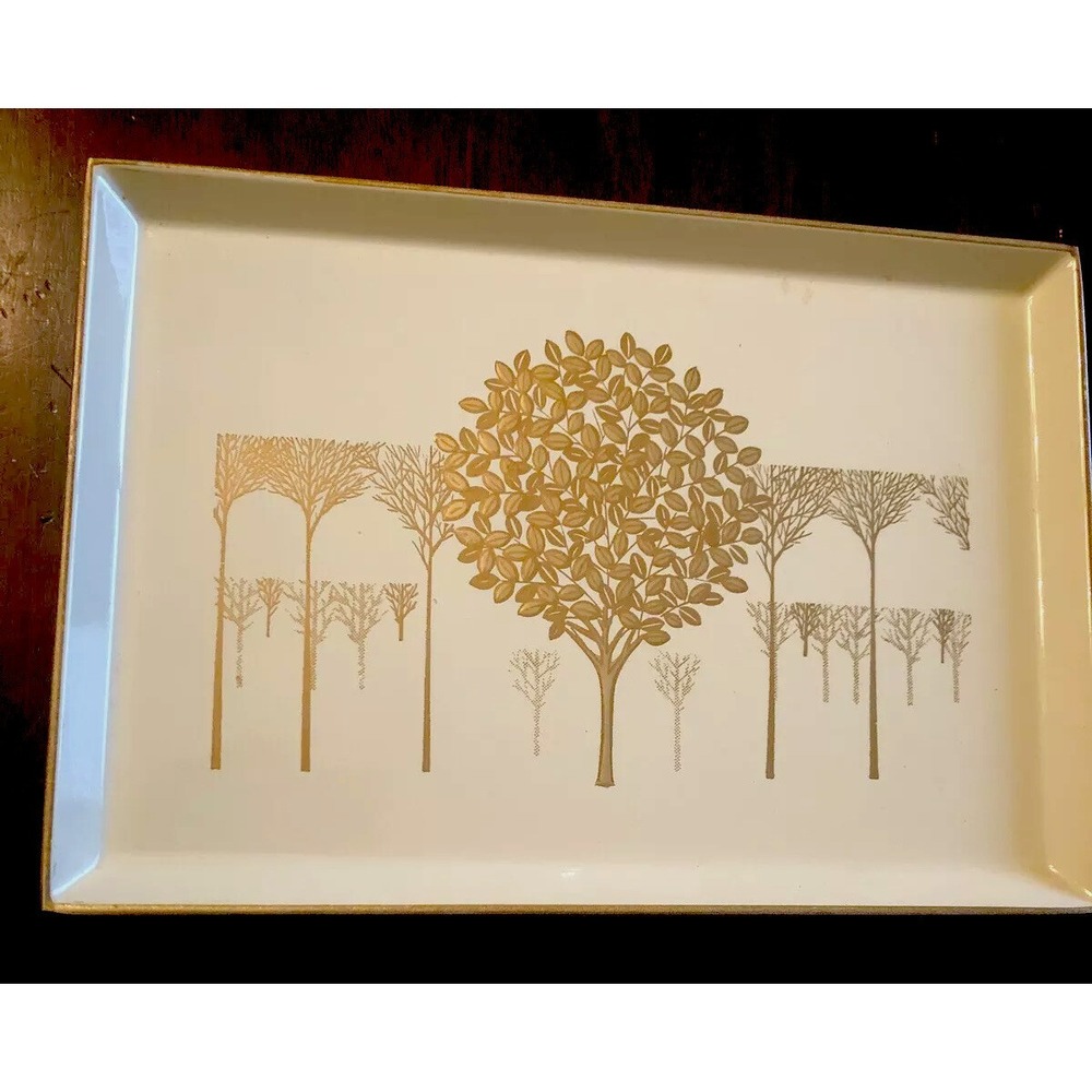 VTG Midcentury Modern Otagiri Golden Mist Melamine Snack Tray Set 60s Laquerware
